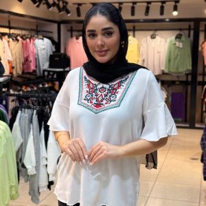 شومیز استین کوتاه سفید
